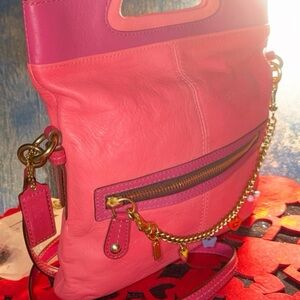 Vintage Coach Crossbody purse Pink and Purple leather  Crossbody Bag EUC